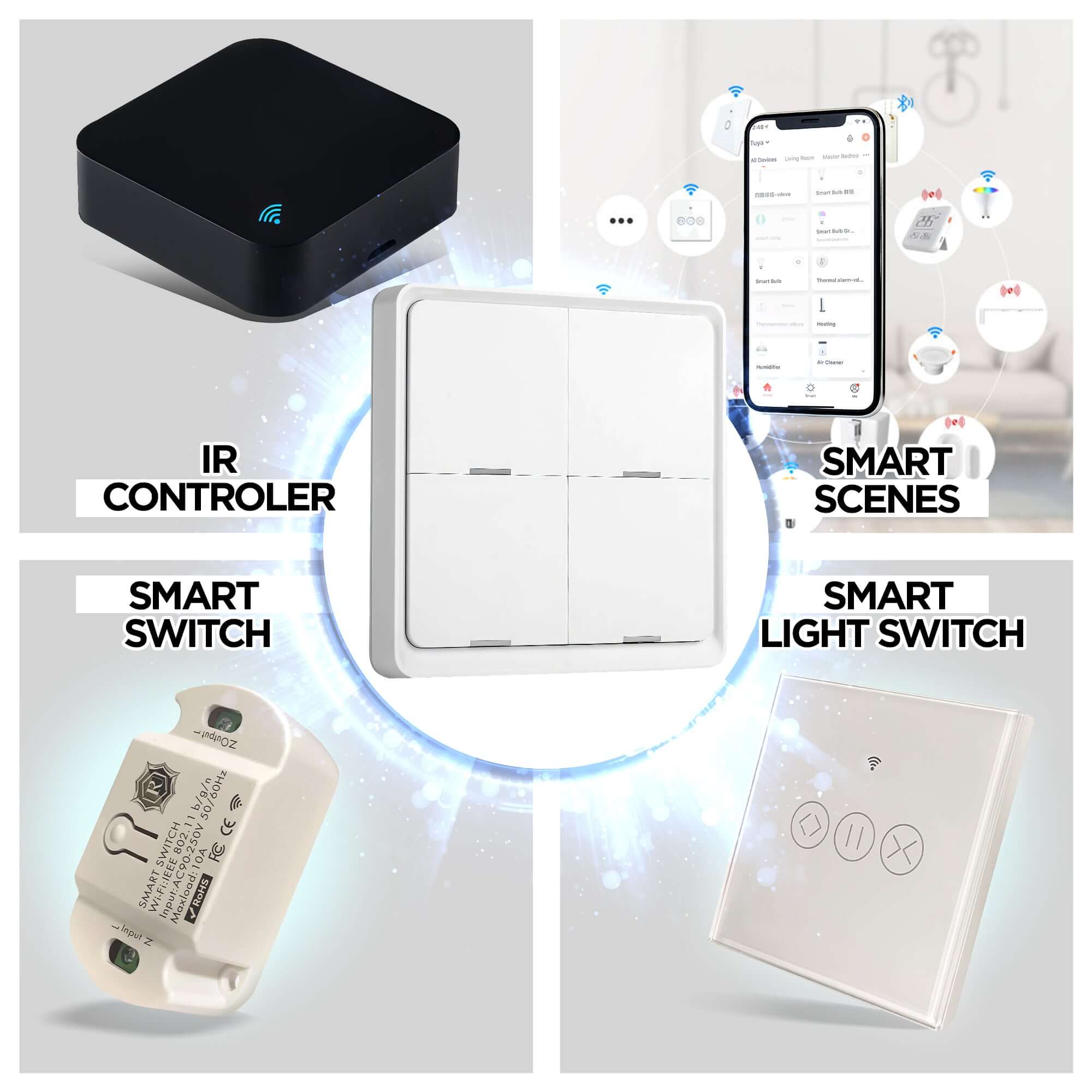 wireless multifunction smart switch 4 gang controller